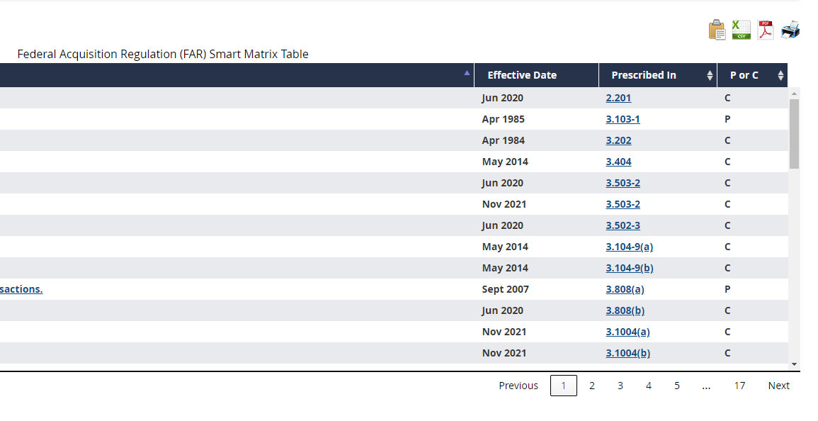 image showing screenshot of matrix effective date column